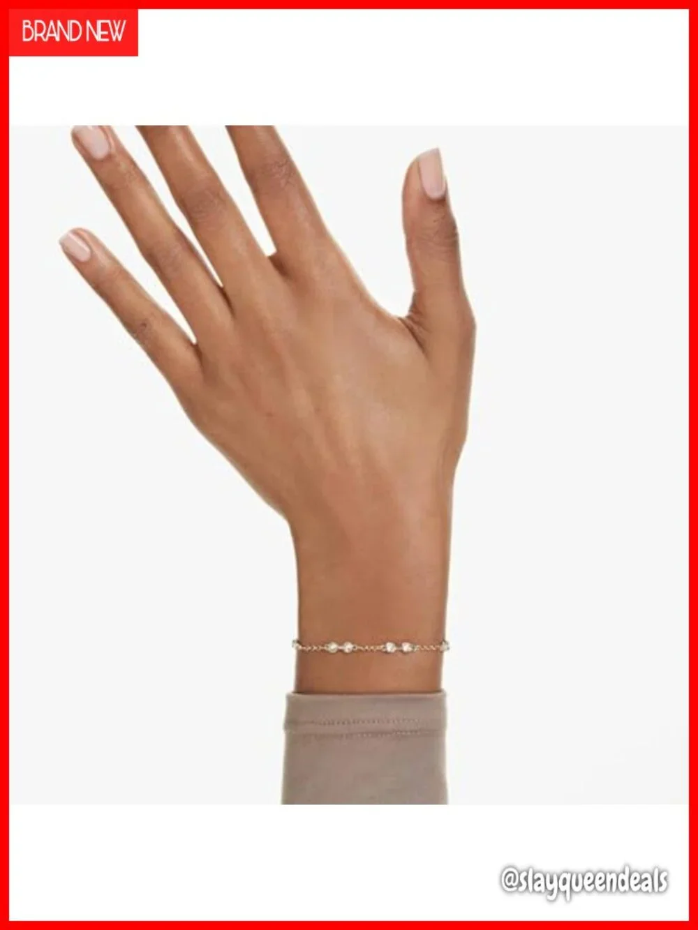 Swarovski Crystals Gold-Tone Link Bangle Bracelet Adjustable